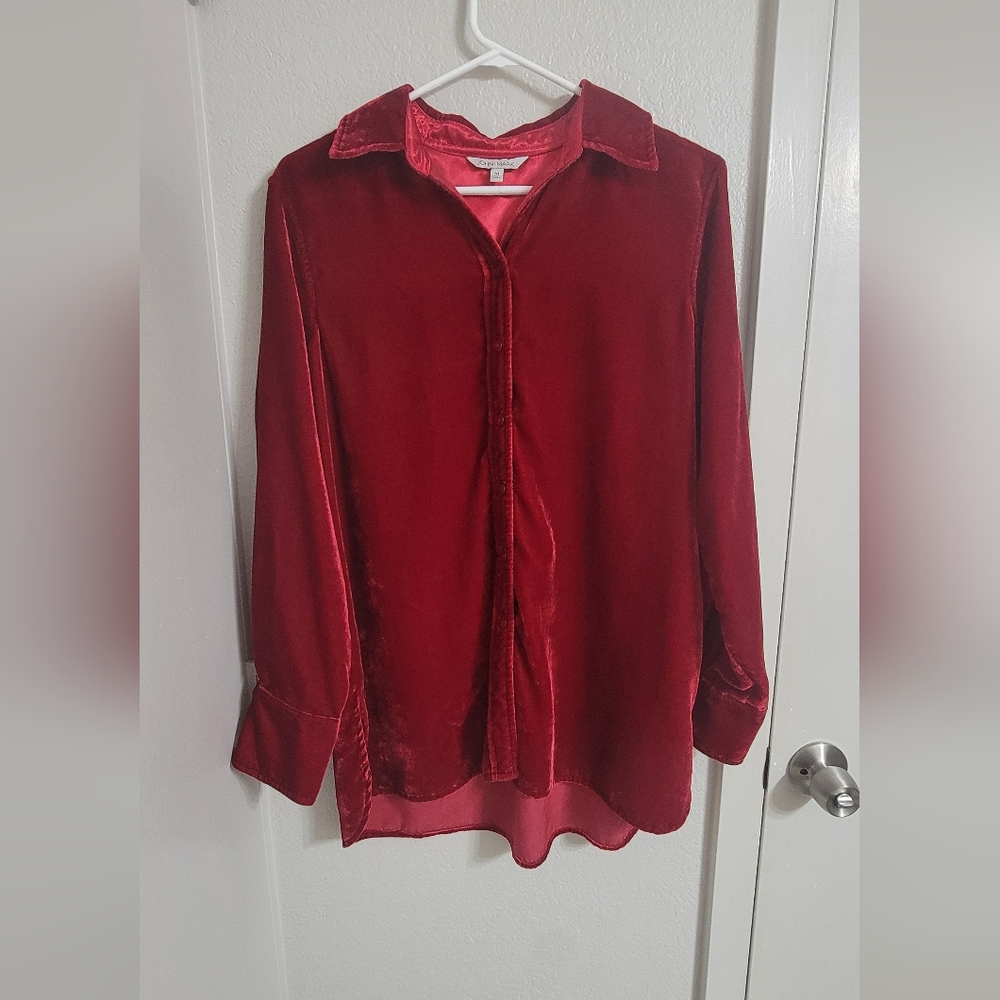 John Mark Red Velvet Button Down Shirt